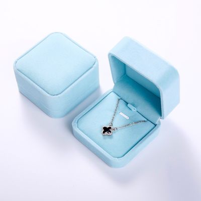 carta dei gioielli 0.8gram di 2.8X3.3X1.4in che imballa i contenitori di gioielli blu riciclati del velluto del cartone
