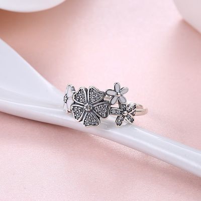 Le bande dei gioielli di Rose Ring Sterling Silver Rose Flower Heart Ring Adjustable Open Ring Love promettono a Ring Gift For Women