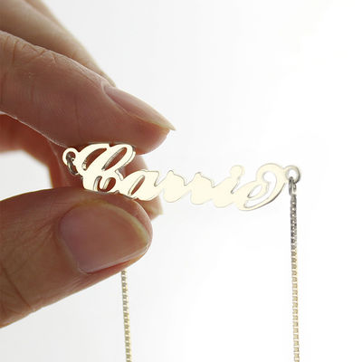 oro su ordinazione a catena Carrie Style Name Necklace delle collane 18K dell'argento 0.07oz di 55cm
