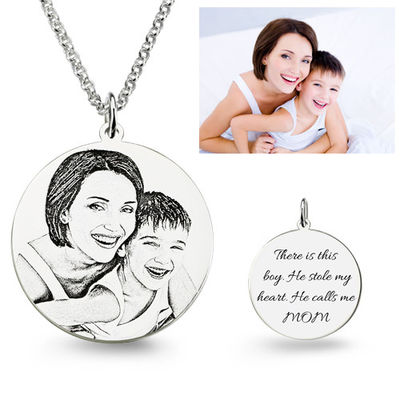 collana dell'immagine incisa ragazzo d'argento su ordinazione delle collane di 0.11oz 0.98in