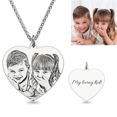 0.88in ODM d'argento su ordinazione di Sterling Silver Photo Engraved Necklace di 3 collane di grammo
