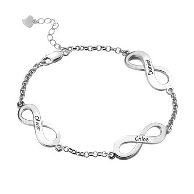 braccialetto solido di infinito di triplo dell'oro 18k dei braccialetti d'argento su ordinazione di 0.18oz 0.79cm