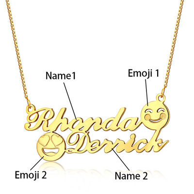 collana iniziale commemorativa di nome della collana S925 dell'oro di 1.8ft 0.07oz Emoji