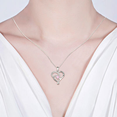Diamond Necklace Moon Birthstone Necklace SGS a forma di cuore di 0.2in 0.14oz