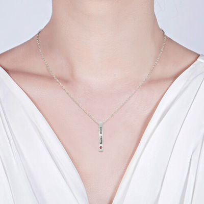 le collane d'argento su ordinazione 0.46oz di 4x4x30mm argentano lo SGS della collana del pendente di rettangolo
