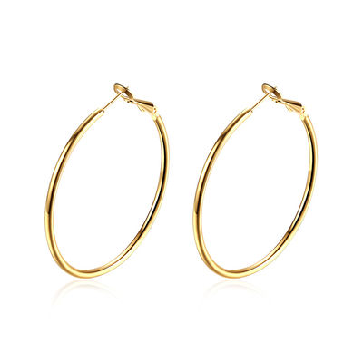 l'oro di 40mm ha placcato gli orecchini su ordinazione del cerchio intorno all'impegno dell'OEM di 8.2g Rose Gold