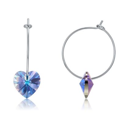 925 Sterling Silver Custom Hoop Earrings 20×10mm con il cristallo di Austrian crystal