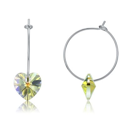 925 Sterling Silver Custom Hoop Earrings 20×10mm con il cristallo di Austrian crystal