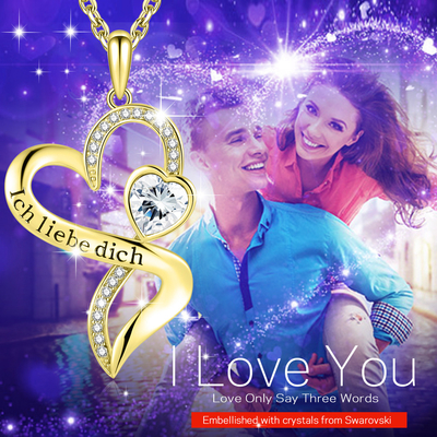 il cuore del doppio 0.29oz di 18in ha modellato l'amore senza fine dell'oro della collana con il cristallo bianco di Austrian crystal