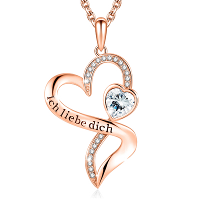 Il rodio dei cristalli della collana 18in 0.29oz Austrian crystal di Rose Gold Crystal Double Heart ha placcato