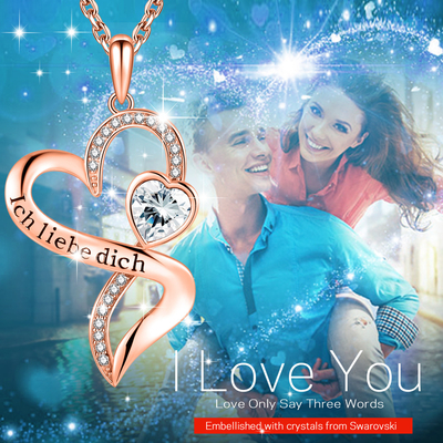 Il rodio dei cristalli della collana 18in 0.29oz Austrian crystal di Rose Gold Crystal Double Heart ha placcato