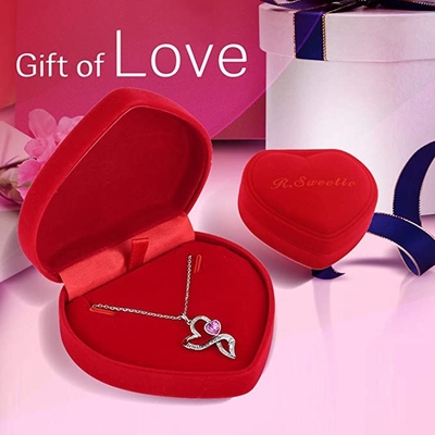 925 cristalli di Austrian crystal placcati rodio della collana di Sterling Silver Personalized Double Heart