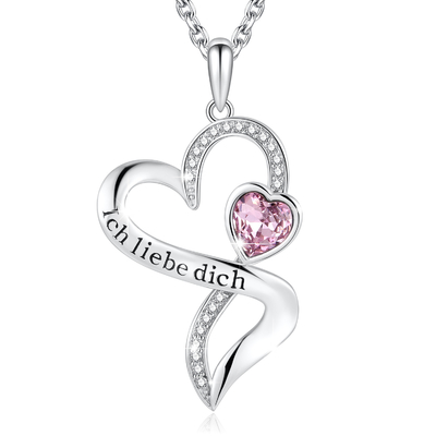 Sterling Silver Heart Pendant Necklace inciso con il cristallo porpora di Austrian crystal