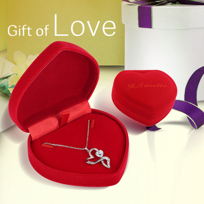 Doppia collana 925 Sterling Silver White Austrian crystal Crystal di infinito del cuore delle ragazze