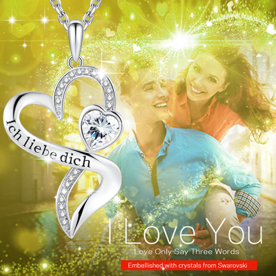 Doppia collana 925 Sterling Silver White Austrian crystal Crystal di infinito del cuore delle ragazze