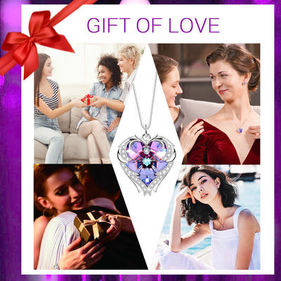 Collana del cuore di infinito di Austrian crystal Crystal Silver Heart Pendant Necklace 925 doppia