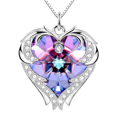 Collana del cuore di infinito di Austrian crystal Crystal Silver Heart Pendant Necklace 925 doppia