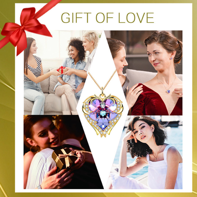 Un grande del cuore oro di 8,2 della collana a 18 pollici di Austrian crystal della collana collane di Crystal Rose Gold Colorful Crystal Womens