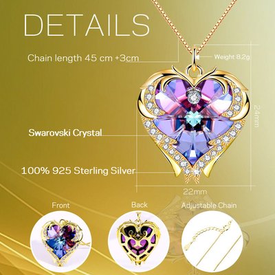 Un grande del cuore oro di 8,2 della collana a 18 pollici di Austrian crystal della collana collane di Crystal Rose Gold Colorful Crystal Womens