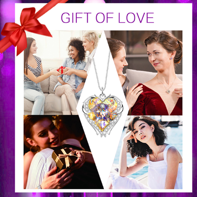 8,2 regali a 18 pollici per la mamma dalla grande collana del cuore della figlia con Austrian crystal Crystal Necklace For Girlfriend giallo