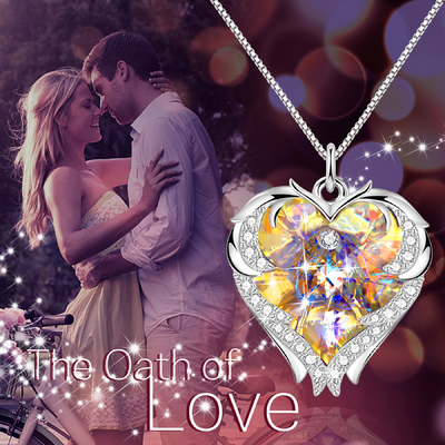 8,2 regali a 18 pollici per la mamma dalla grande collana del cuore della figlia con Austrian crystal Crystal Necklace For Girlfriend giallo