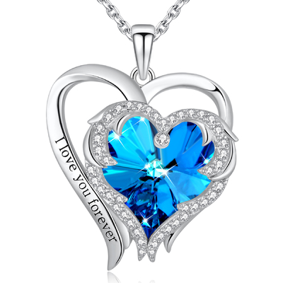 cristallo blu 925 Sterling Silver di Austrian crystal della doppia del cuore di 0.79x0.98in collana dell'incrocio