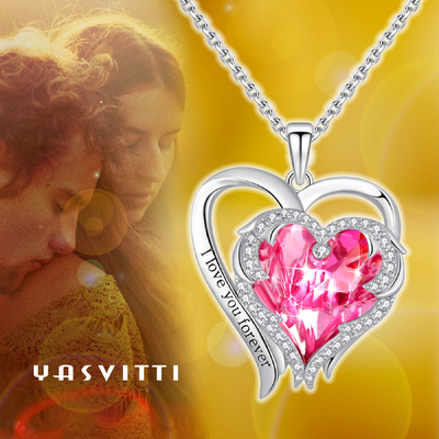 il doppio argento del pendente di forma del cuore di 1.18x0.98in ha placcato con i cristalli di Austrian crystal
