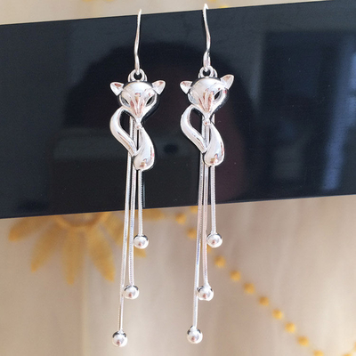 990 orecchini pendenti lunghi della nappa 0.19oz di Sterling Silver Jewelry Earrings 7.1cm