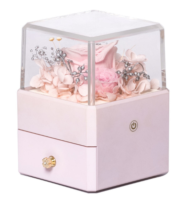 Contenitore di gioielli del fiore della resina Ring Box With Flower Inside 115X115X110mm
